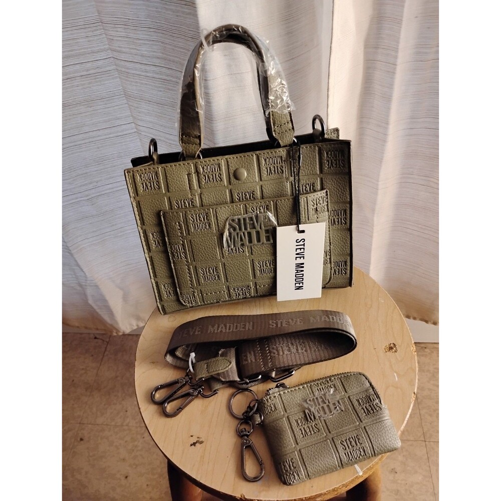 Steve Madden  Blivonia Textured Logo Pattern Handbag Crossbody Coin Purse Set
